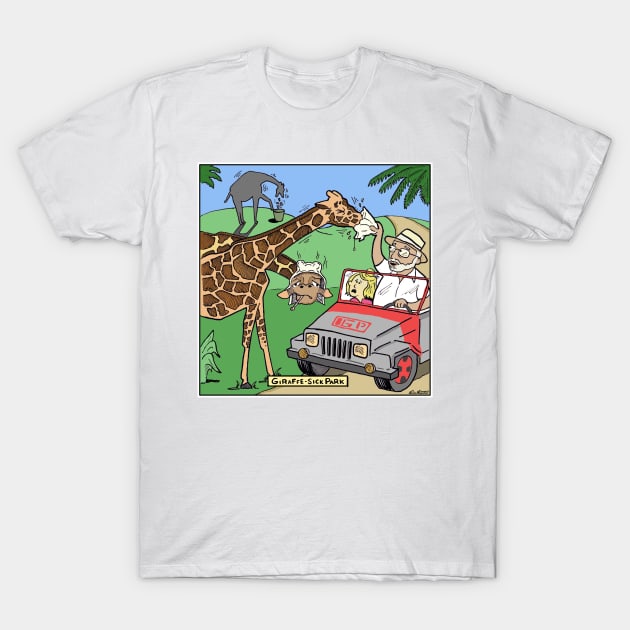 Giraffe-Sick Park T-Shirt by Nick Navatta